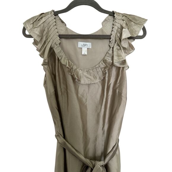 Ann Taylor Loft Champagne Gold Rayon Blend Dress Size 2 - Picture 5 of 8